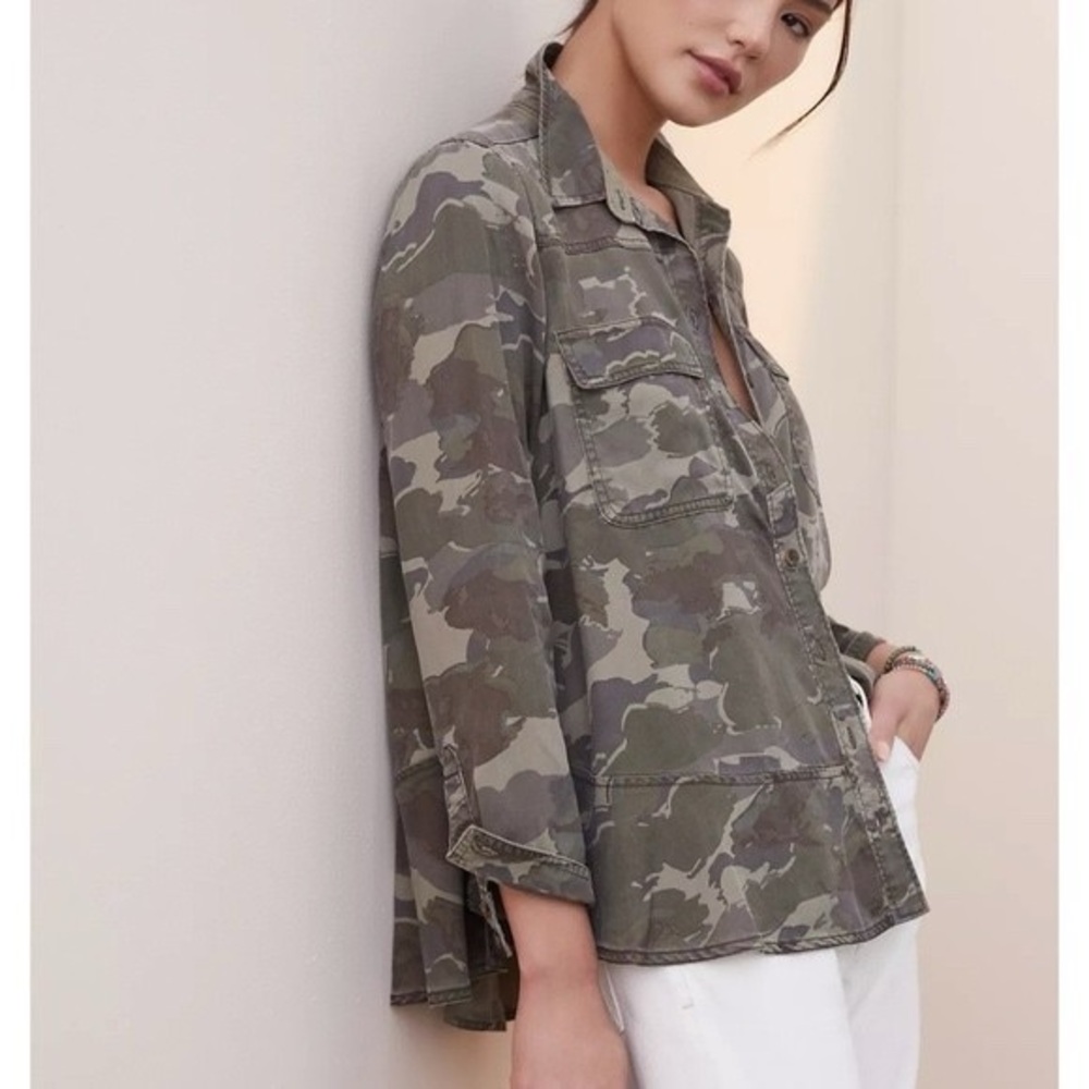 Anthropologie Camouflage Shirt Jacket